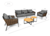 Aluminium Rattan Loungebank 232 cm Belito® Ouddorp in combinatie met twee stoelen en salontafels
